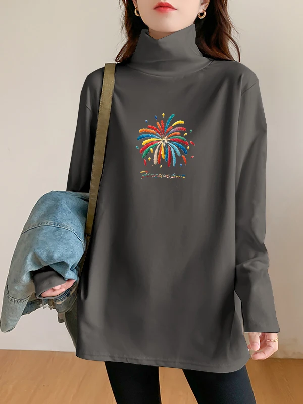 ياقة عالية الحرارية irt المرأة الجديدة Sle الخريف الشتاء Thiened المخملية فضفاضة الداخلية الدافئة كبيرة الحجم الدهون شقيقة منتصف طول #5