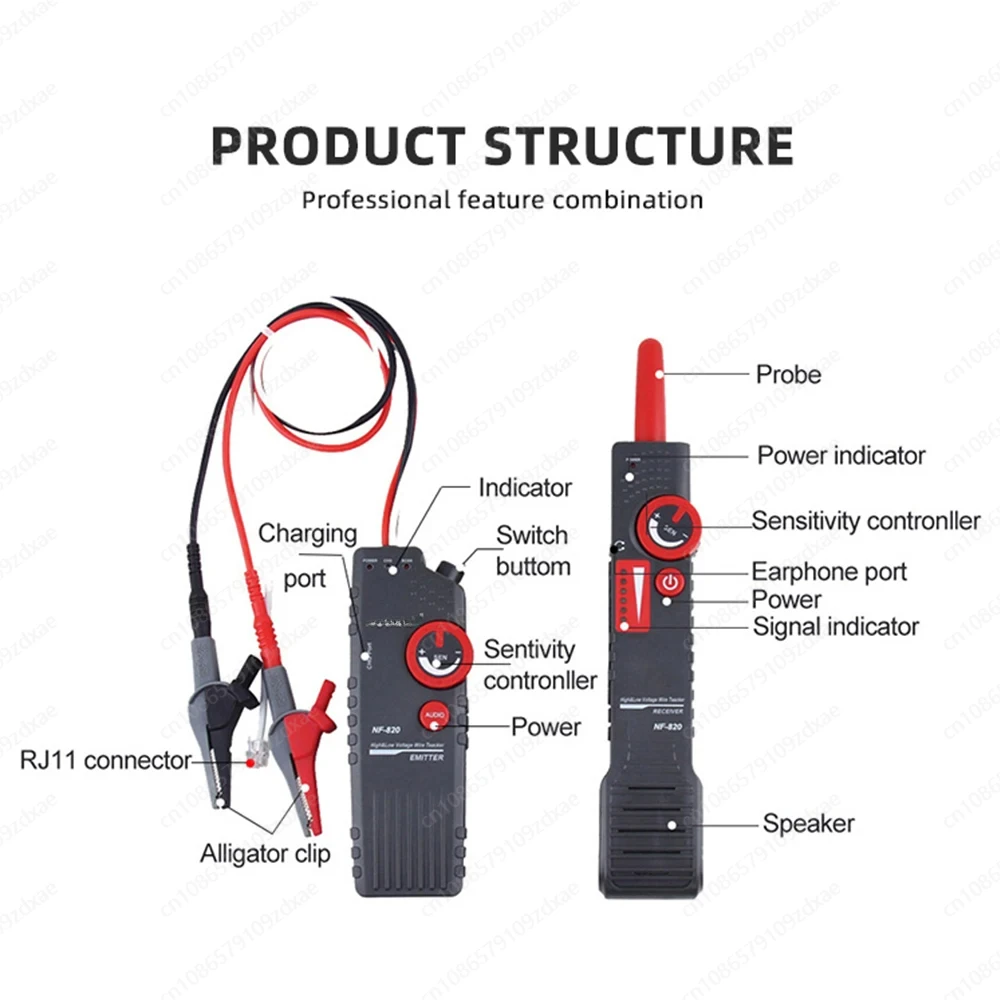 NF-820 RJ45 RJ11 BNC Network Cable tester High Low Voltage Cable Underground Cable Finder Anti-Interference Wire Tracker