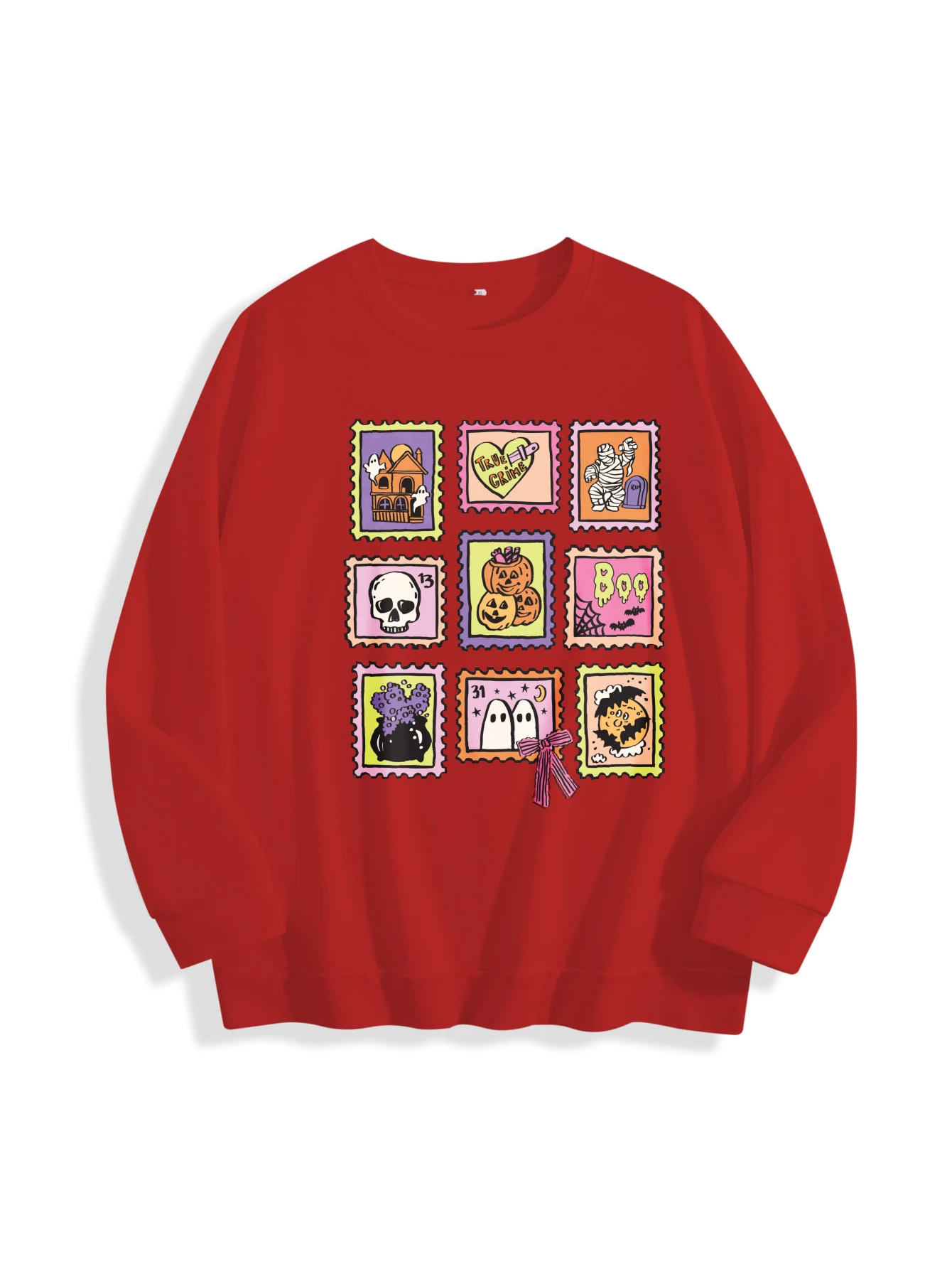 

Цветной теплый разноцветный джемпер с круглым вырезом на Хэллоуин, женский джемпер из чистого хлопка на осень-зиму, идеально подходящий для спортивного стиля на Хэллоуин