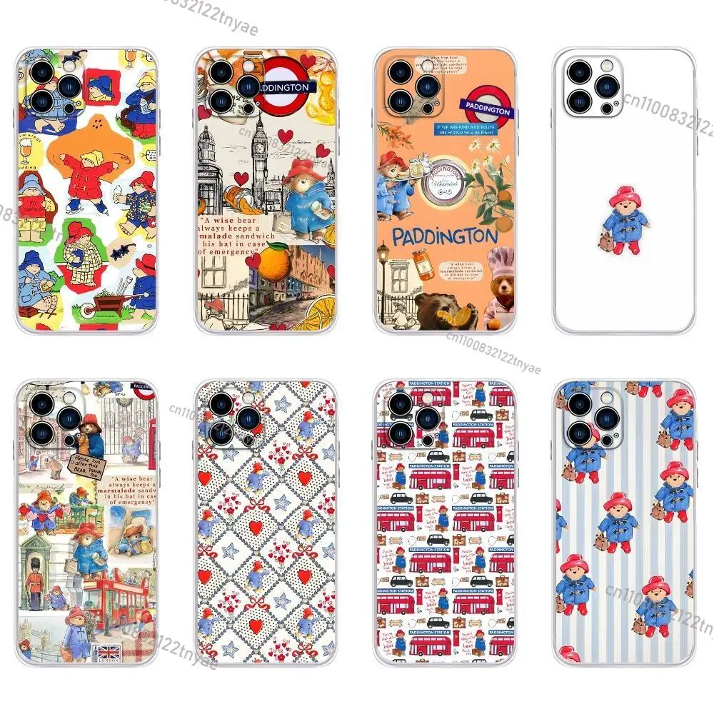 

Cartoon P-Paddington B-Bears Print Phone Case for iPhone 16,17,15,14,13,12,Pro Max,11,For iPhone Air,16e Shockproof Back Coque