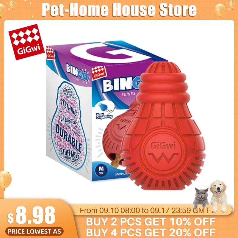GiGwi Pet Toy Leaking Ball Fun Light Bulb Molar Ball Toys Chewers Interactive Rubber Teeth Cleaning for Medium Large Dogs Toy