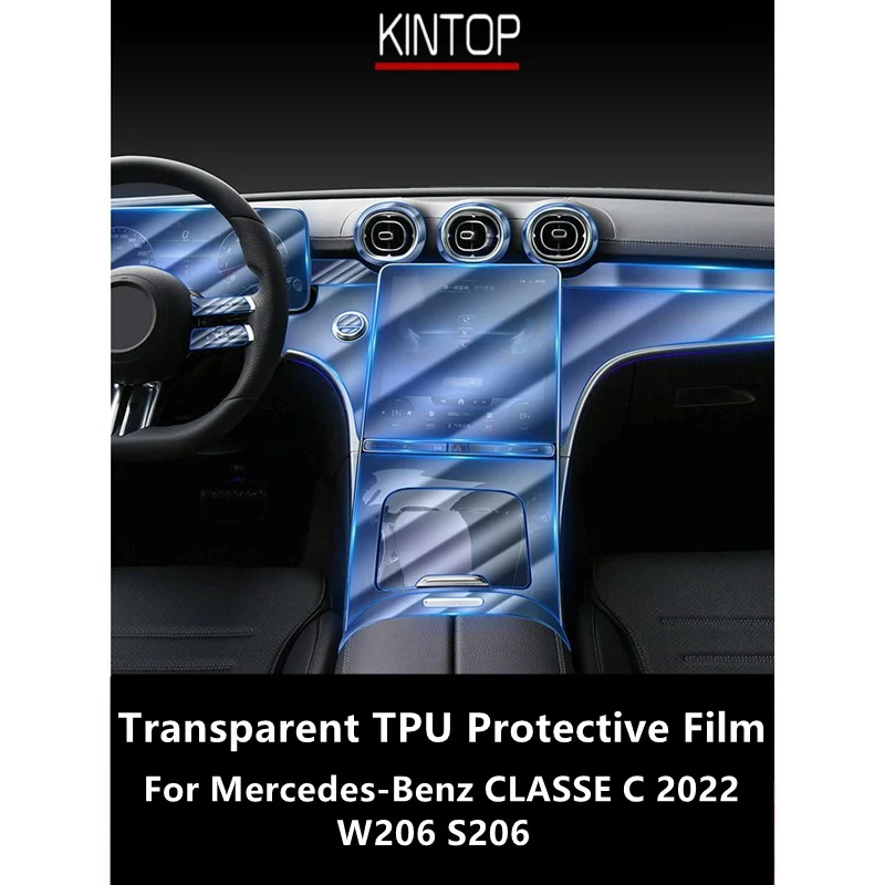 

For Mercedes-Benz CLASSE C 2022 W206 S206 Car Interior Center Console Transparent TPU Protective Film Anti-scratch Repair Film