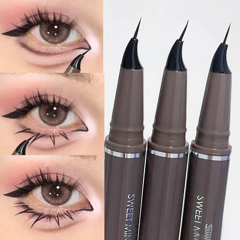 Ultra Fijne Schuine Hoofd Eyeliner Potlood Matte Sneldrogende Eyeliner Waterdichte Niet Bloeiende Onderste Wimpers Ogen Make-Up