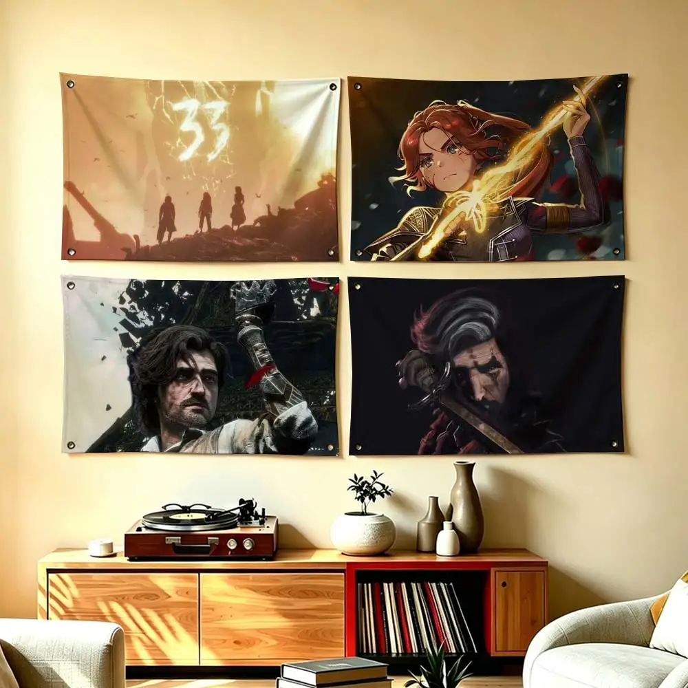 Clair Obscur E-Expedition 33 Flags Wall Hanging Tapestry Outdoor Garage Room Decorative flag Background Blanket