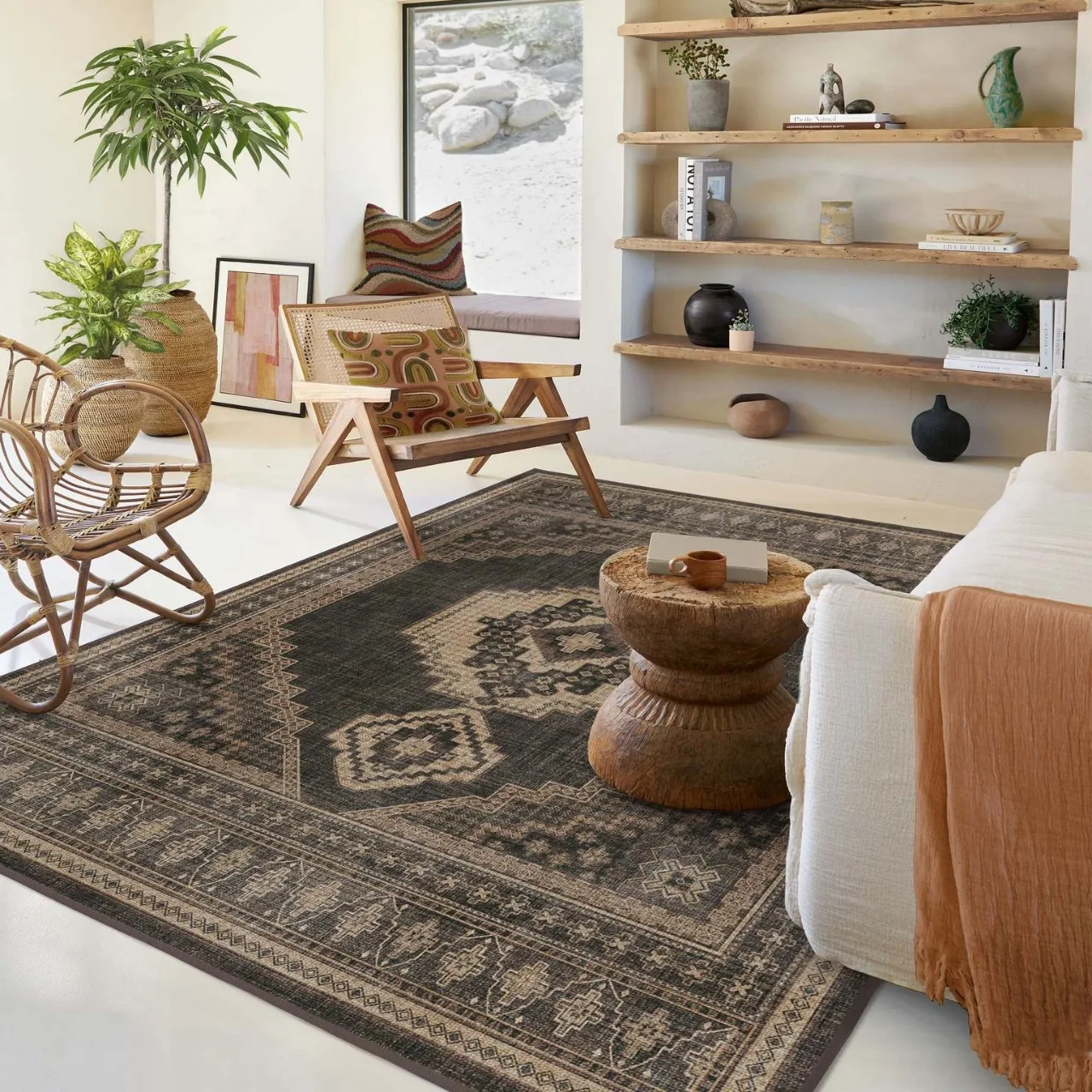 VIKAMA 1PC Persian Vintage Crystal Velvet Carpet Living Room Bedroom Full Bed Side Blanket Study Non-Slip Carpet Home Decoration