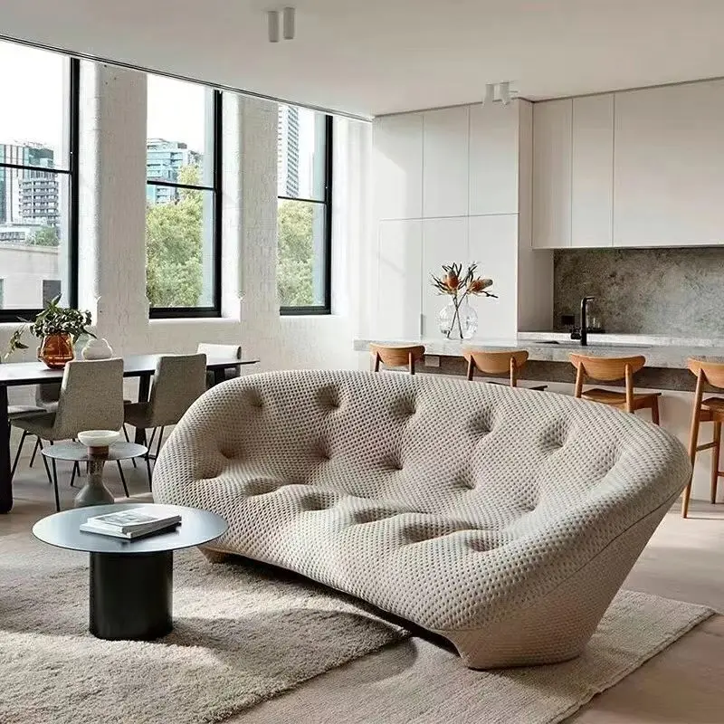 Custom Nordic Shell Modern Creative Tufted Modular Sectional Sofa Set High Quality Genuine Leather Fabric For Hotel Apartment Li