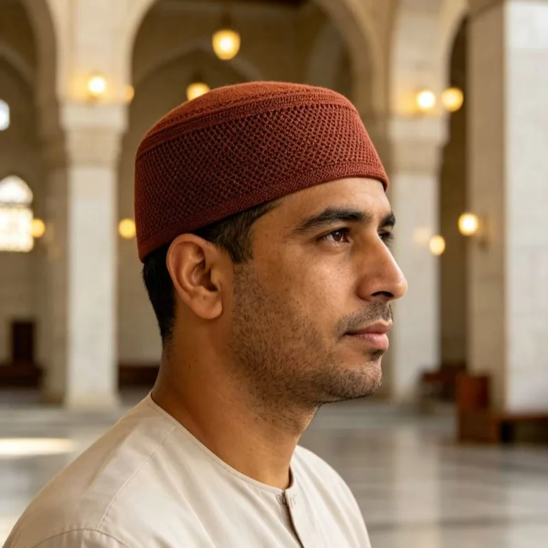 Chapeau Kufi Premium pour Hommes Musulmans, Turban Keffiyeh, Chapeau de Prière Traditionnel Turc, Hijab Juif, Style Arabe Saoudien et Indien