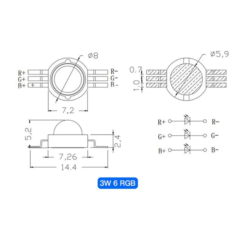 

AA81-60Pcs 3X3W High Power RGB Red Green Blue LED Light Lamp Energy Saving Lamp Beads Bulbs 6PIN 45MIL 3W High Power Chip