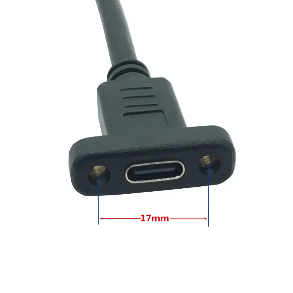 Kabel ekstensi USB Tipe C, kabel ekstensi USB Tipe C, kabel Data Video USB-C, konektor kabel Extender pria ke Wanita dengan Panel sekrup dudukan berpelindung