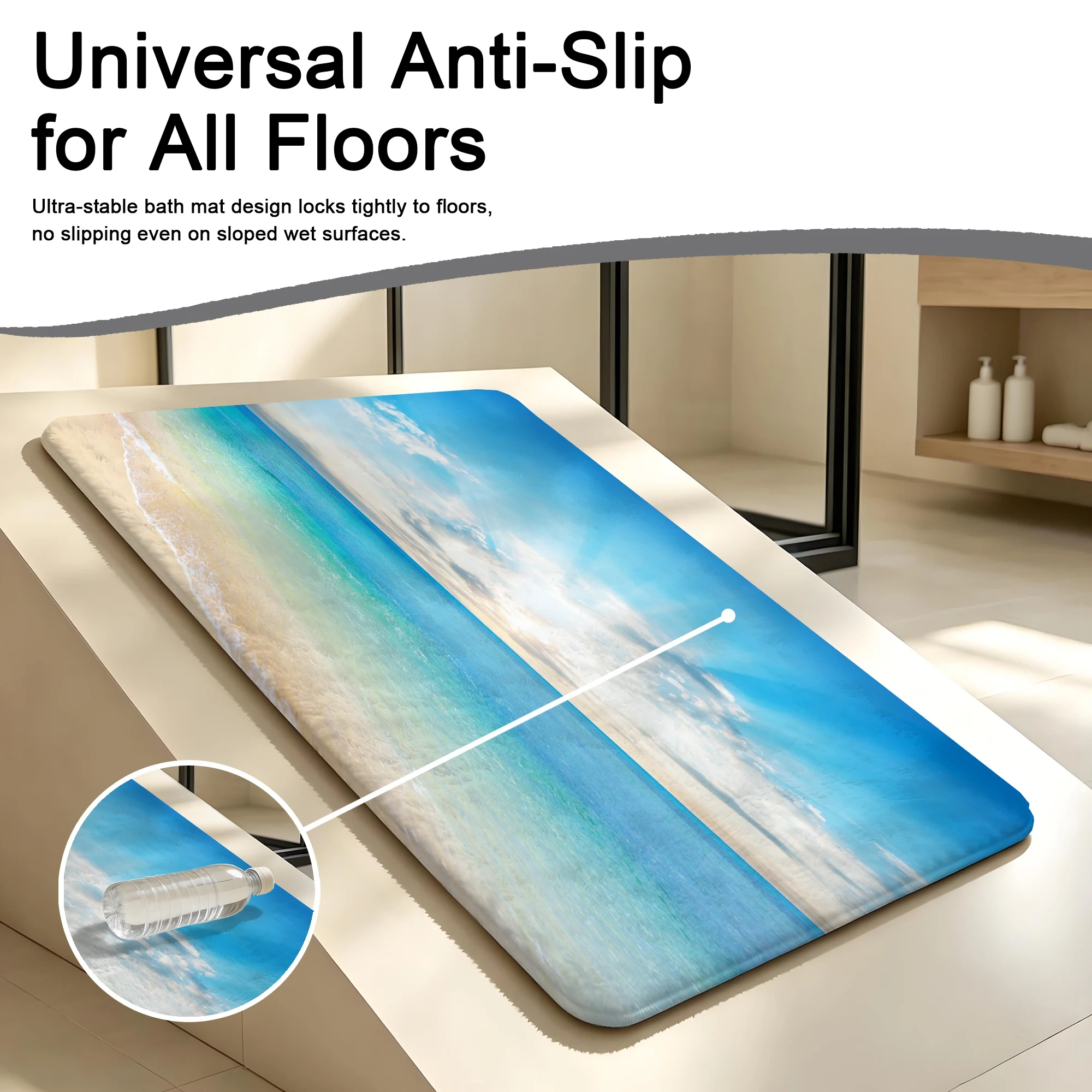 Tropical Beach Ocean Bath Mat - Quick Dry Diatomite Bath Mat 评论和价格