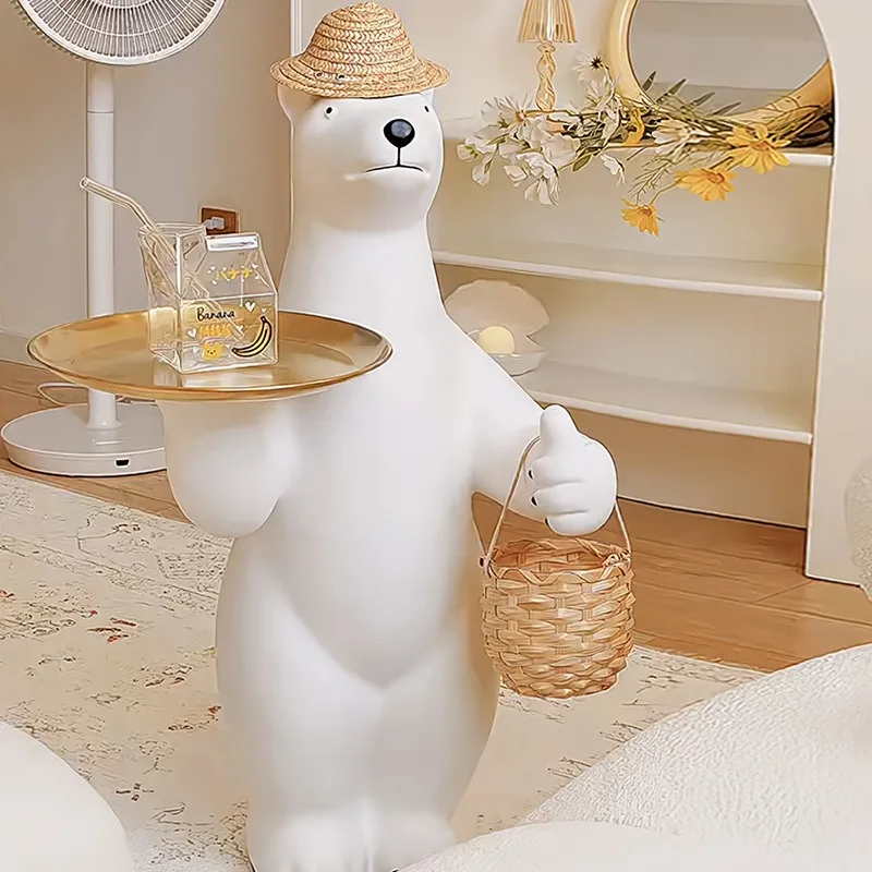 

Полярный медведь Поднос Скульптуры Грут Креативная скульптура Современные украшения с животными Эстетический роскошный органайзер для гостиной Орнамент