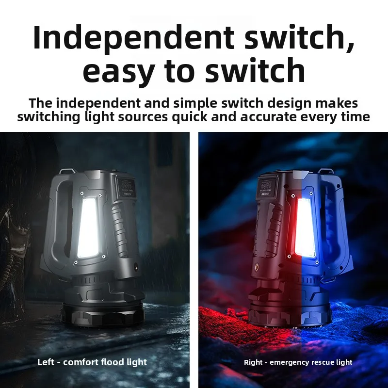 Super Bright & Long-Range Searchlight - Large-Capacity Rechargeable Flashlight for Outdoor and Emergency Use