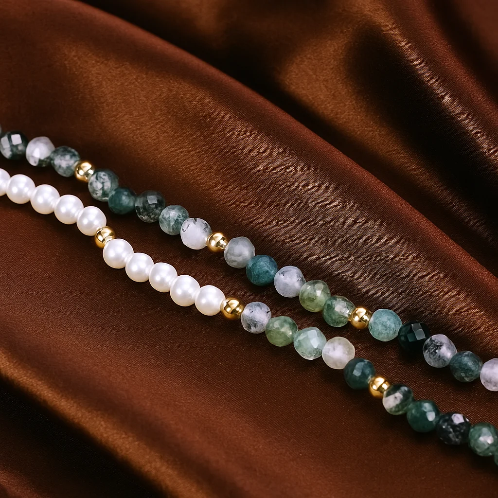 

Лидер продаж, ожерелье из граненых бусин для женщин и мужчин, позолоченное ожерелье из мохового агата, регулируемое для подарочной вечеринки