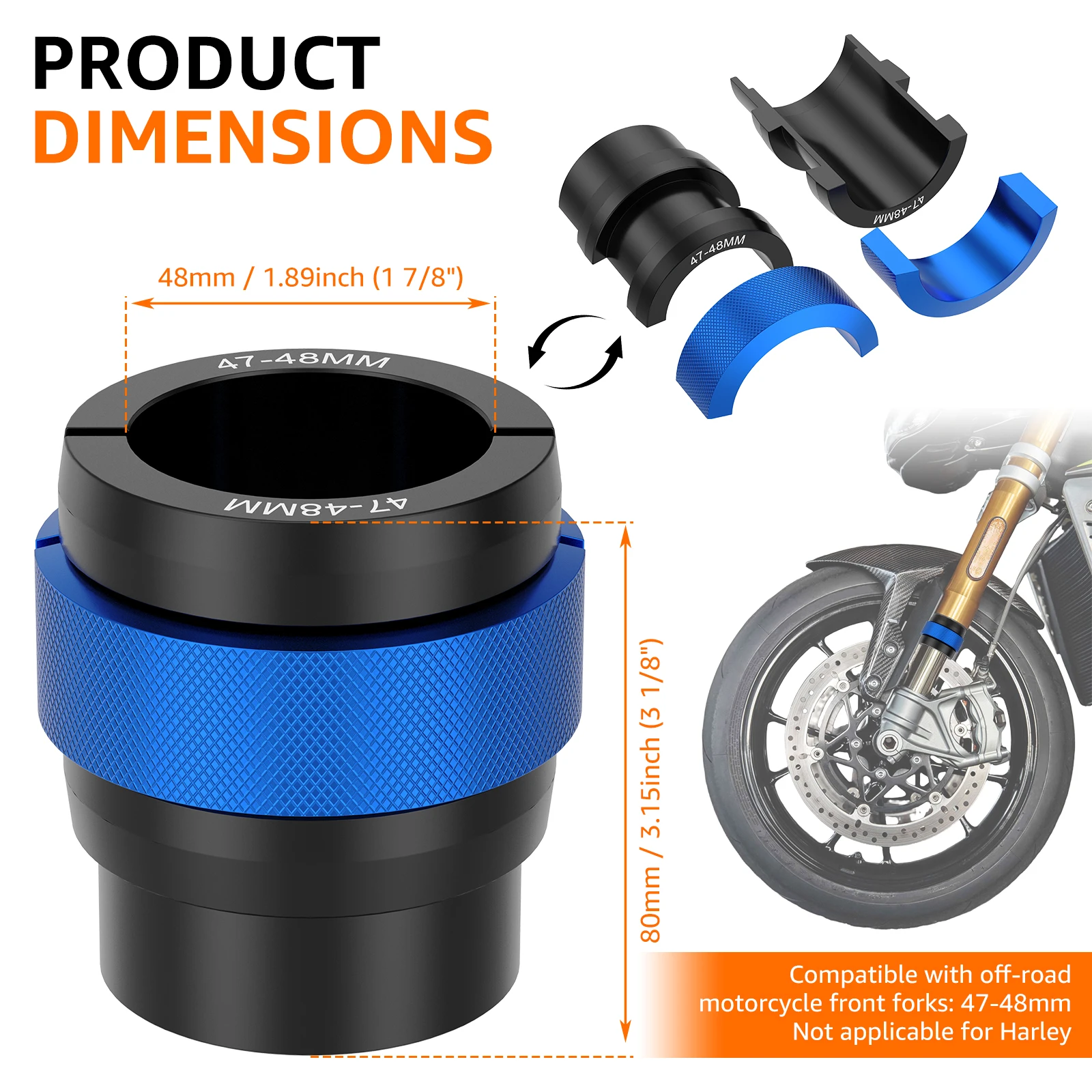 CNC Aluminum Motorcycle Fork Seal Driver Tool 40-50mm Split Design Oil Seal Installation for Dirt Bike ATV Suspension Repair