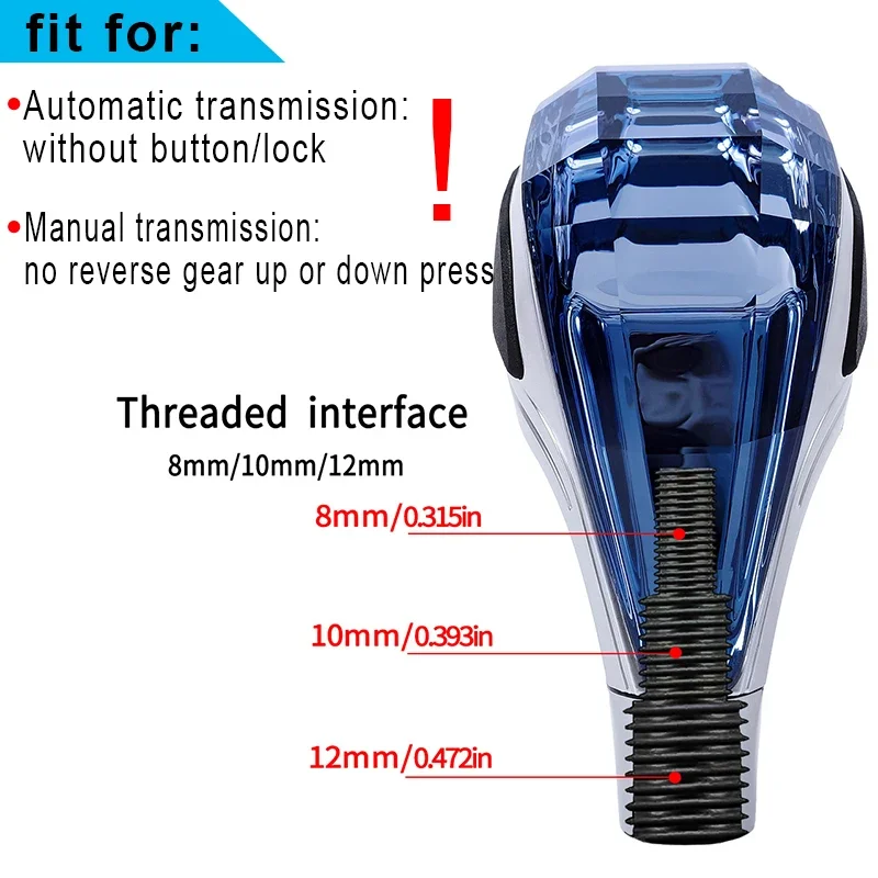 LED Crystal Gear Shift Knob With Colorful Light Manual Automatic Transmission Universal For Toyota/Mitsubishi/Lexus/Honda Etc.