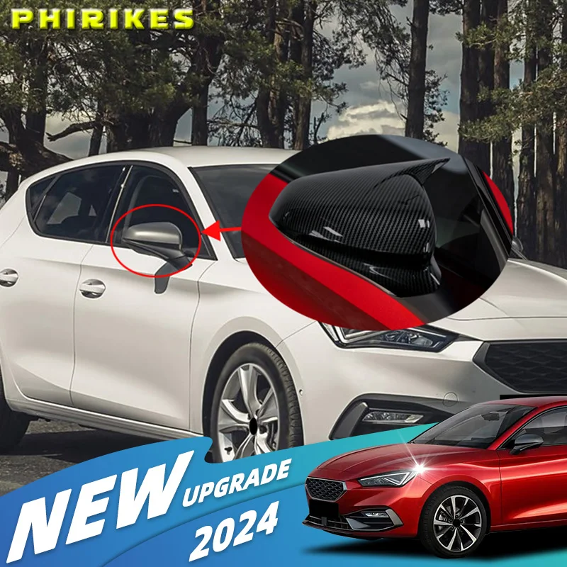 

Replacement Carbon Fiber Style Black Rearview Side Mirror cover Caps For Seat Leon Cupra Formentor 2020-2024