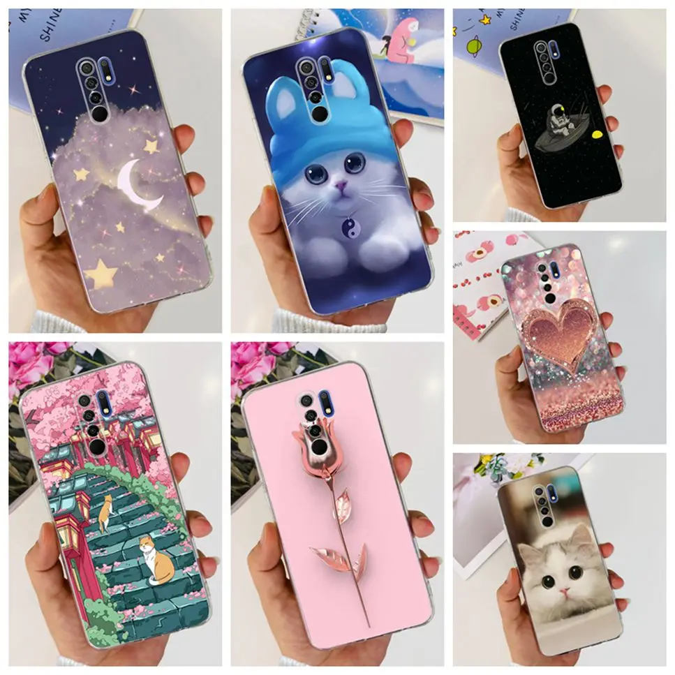 New For Xiaomi Redmi 9 Case Cute Cat Luxury Flower TPU Soft Silicone Clear Cover For Xiaomi Redmi 9 9A 9a 6.53