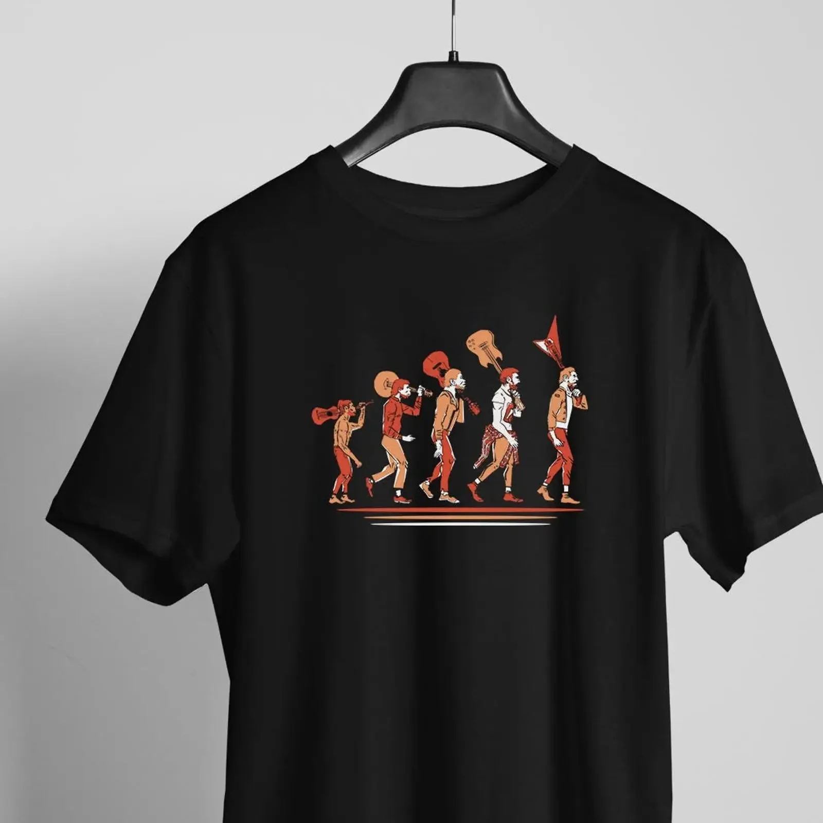 T-shirt imprimé vintage Guitar Evolution Music, design vieilli, pour les amateurs de guitare, imprimé vintage, lavé, confortable