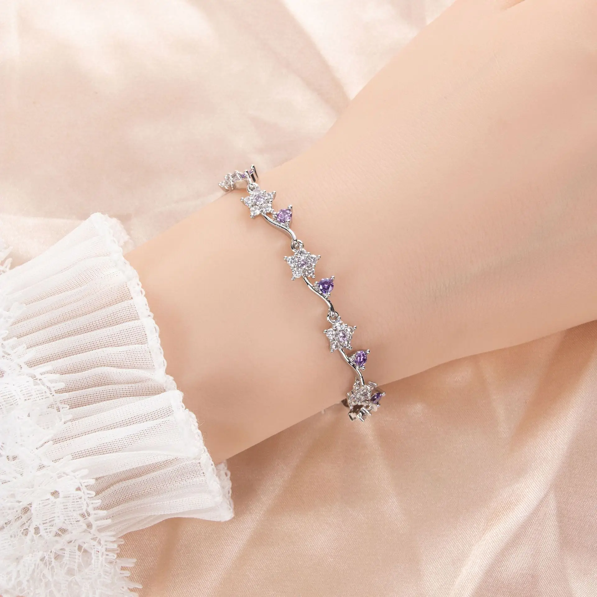 

Dubai fashion Korean female main multi-colour fresh star bracelet women dress jewellery set holiday party gift prom travel Z-72