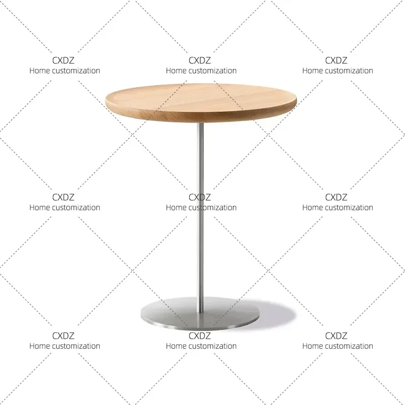 Solid Wood Edge Sofa Corner Hotel Model Room Leisure Side Table Small Coffee  Round Walnut Bedside Table