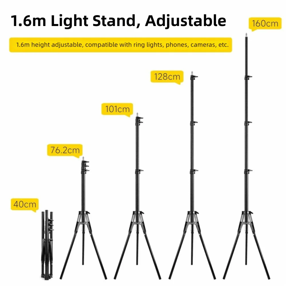 Adjustable Light Stand Reverse Folding Multifunction Photographic Lighting Bracket Stretchable Portable Metal Camera Tripod