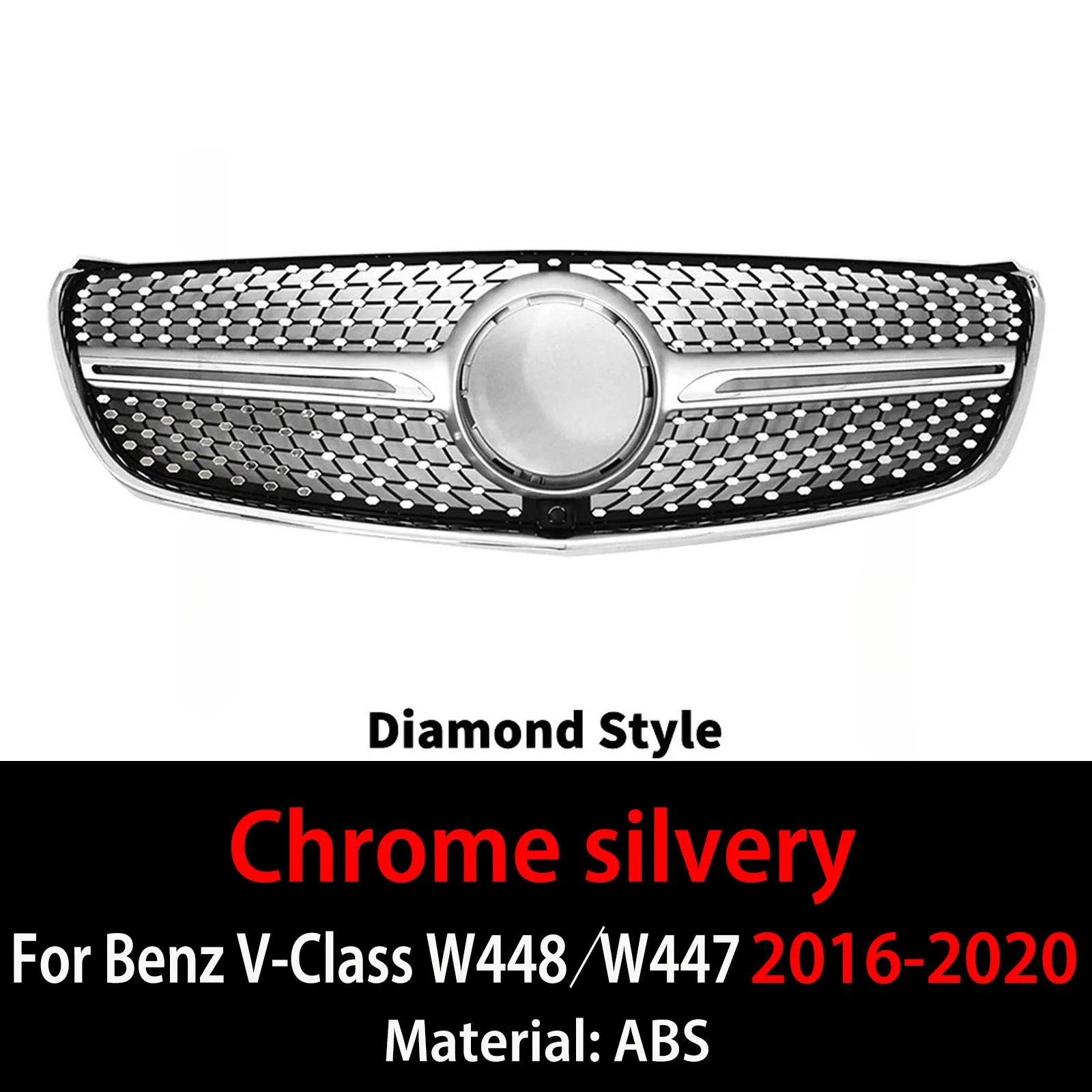 Voor Mercedes Benz V Klasse Vito W448 W447 2015-2023 Midden Mesh Tuning Sport GT Diamant Stijl Voorinlaat Grille radiator Grill
