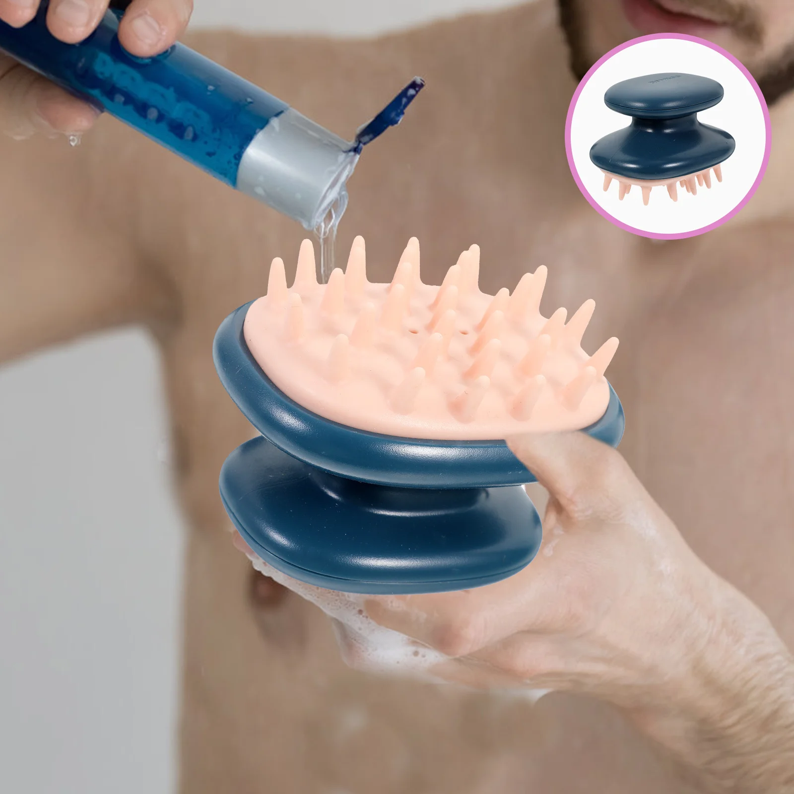 

Durable Silicone Hair Brush Blue Portable Scalp Massager for Shampoo and Deep Hair Root Cleaning Gift Head Scalp Massager
