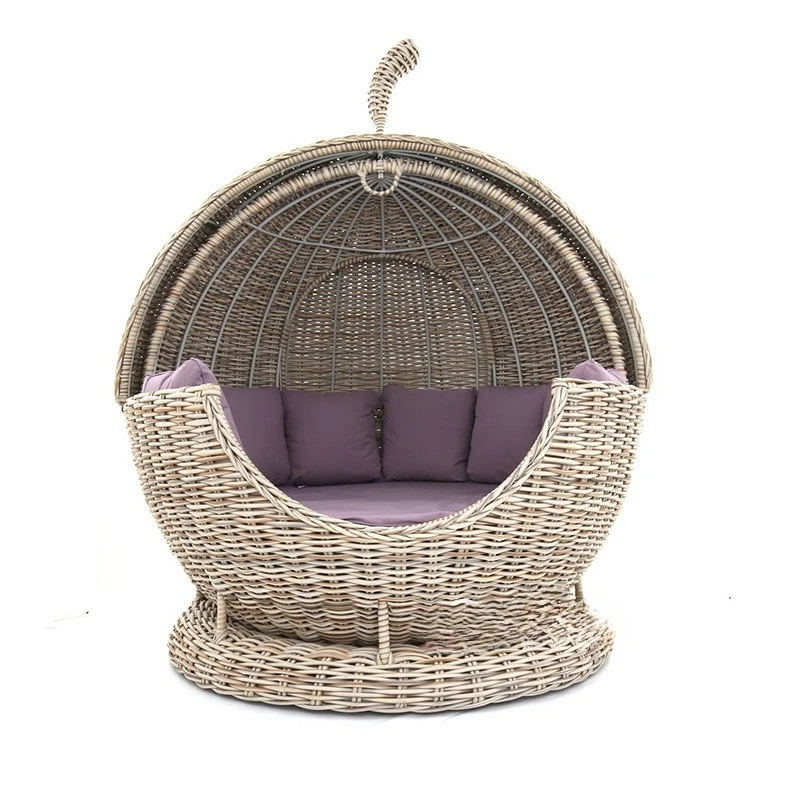 Outdoor rattan sofa combination woven bird's nest rattan sofa chair sun room courtyard leisure rattan terrace bed