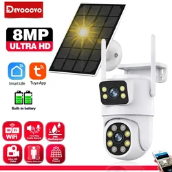 Tuya 8MP 4K Solar Wirelesss IP Camera Color Night Vision Outdoor 4MP Dual Lens Wifi PTZ Security Camera Auto Tracking Smart Life