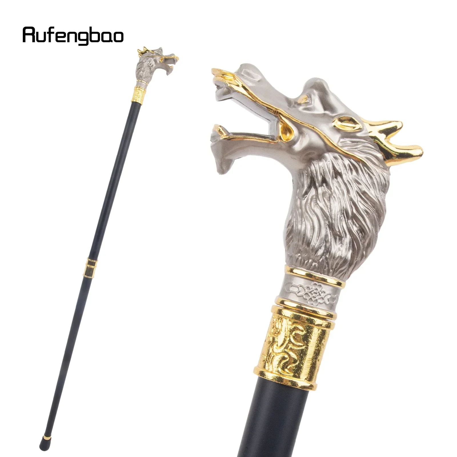 

Dull White Black Luxury Dragon Head Walking Cane Fashion Decorative Stick For Cosplay, Steampunk & Everyday Use 93cm