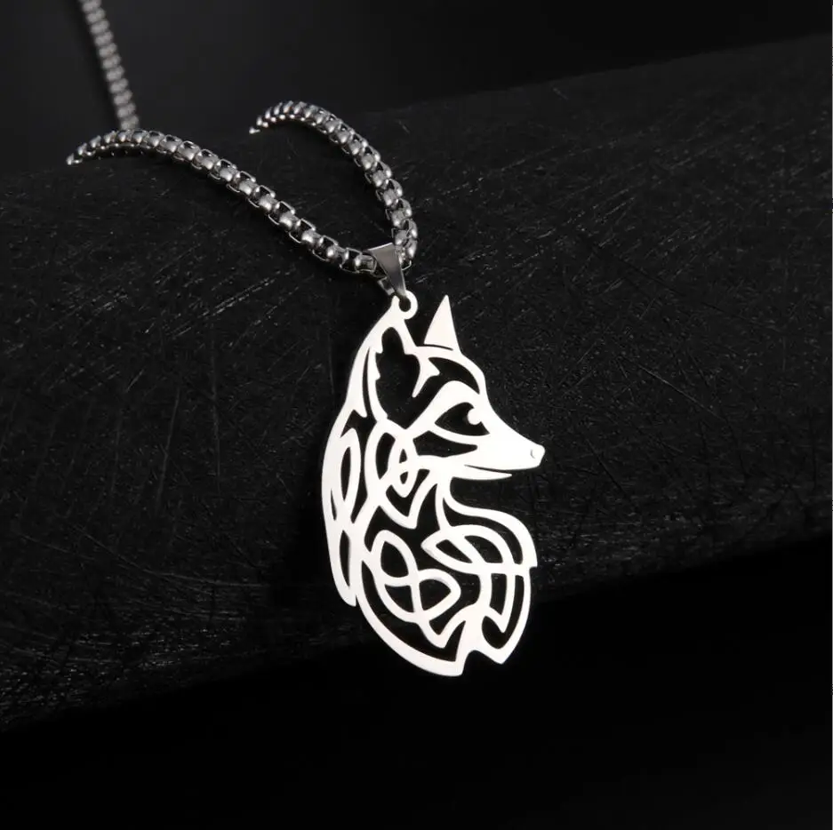 

1PC Stainless Steel Necklaces Hollow Fox Animal Pendant Choker Men's Chain Fashion Necklace For Women Jewelry Party Gifts F1448