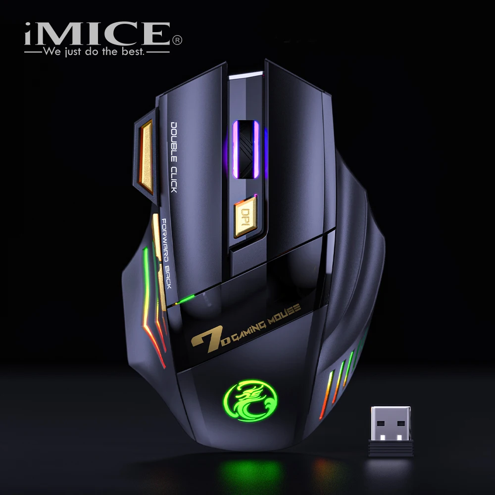 Rechargeable Computer Mice Wirless Gaming Wireless Bluetooth Silent 3200 DPI Ergonomic USB Mause With Backligh