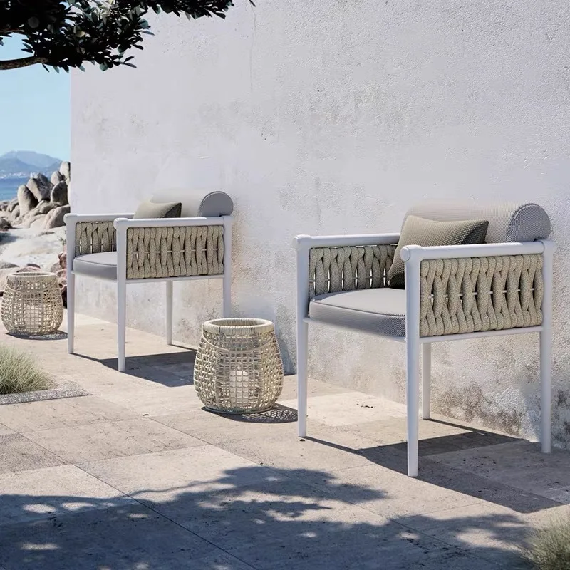 Outdoor rattan leisure sofa sun room villa courtyard garden living room combination rattan weaving sun protection and rain prote