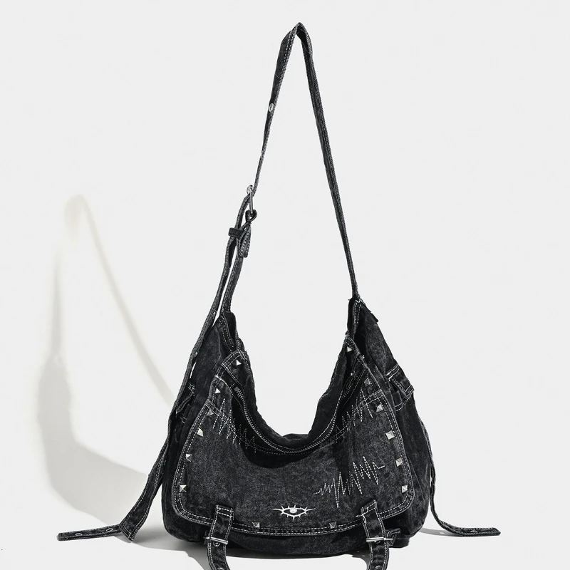 

Jonlily Women Denim Cloth Shoulder Bag Female Handbag Totes Casual Crossbody Bag High Capacity Commuter Bag Daybag Purse -KG2034