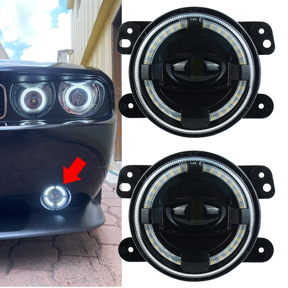 

4" LED Fog Lights White Halo Ring DRL for Jeep Wrangler JK/ Grand Cherokee