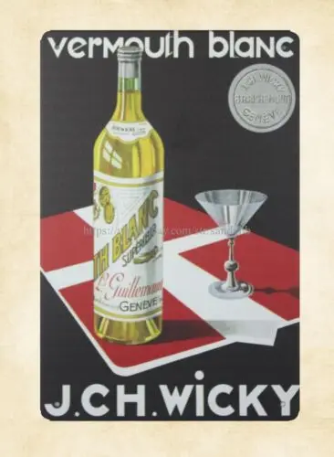 home decor Vermouth Blanc Wicky French Liquor Martini metal tin sign sign