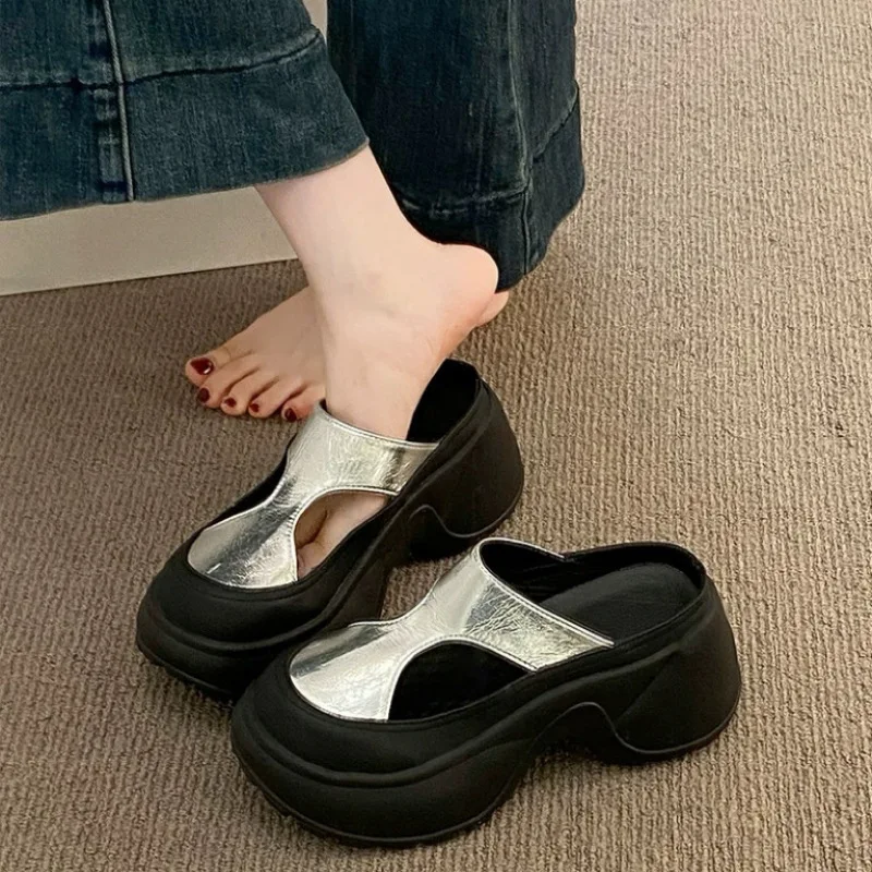 Sandali Donna Estivi 2026 con Plateau Alto e Spesso, Casual, Lusso, Moderni, Versatili, per Feste, Ciabatte Baotou