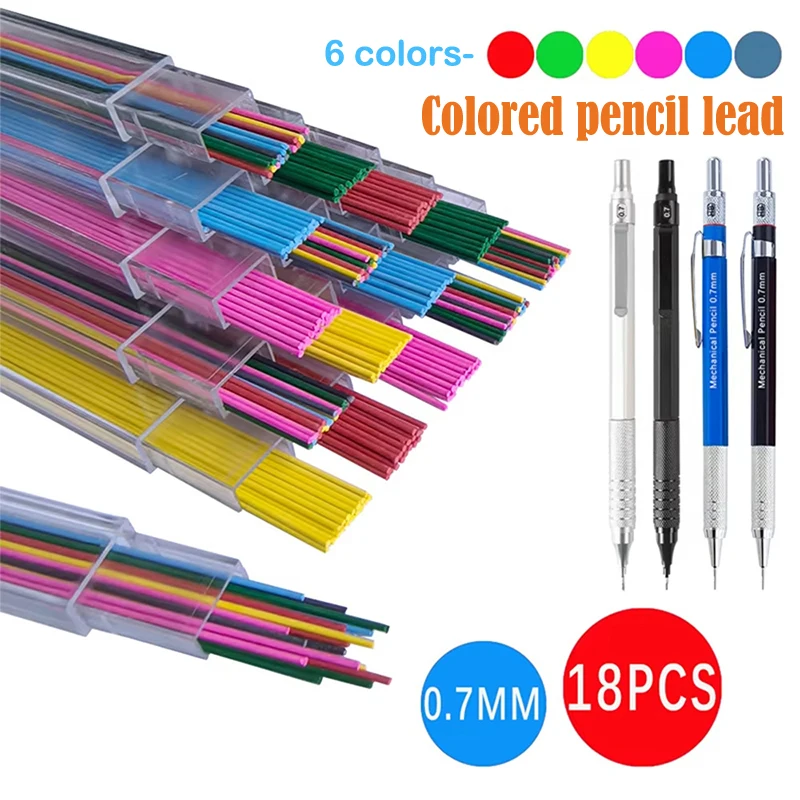 

18Pcs Multicolor Automatic Pencil Replacement Lead Core School Office Sketching Painting Writing Lead Core Student Stationery
