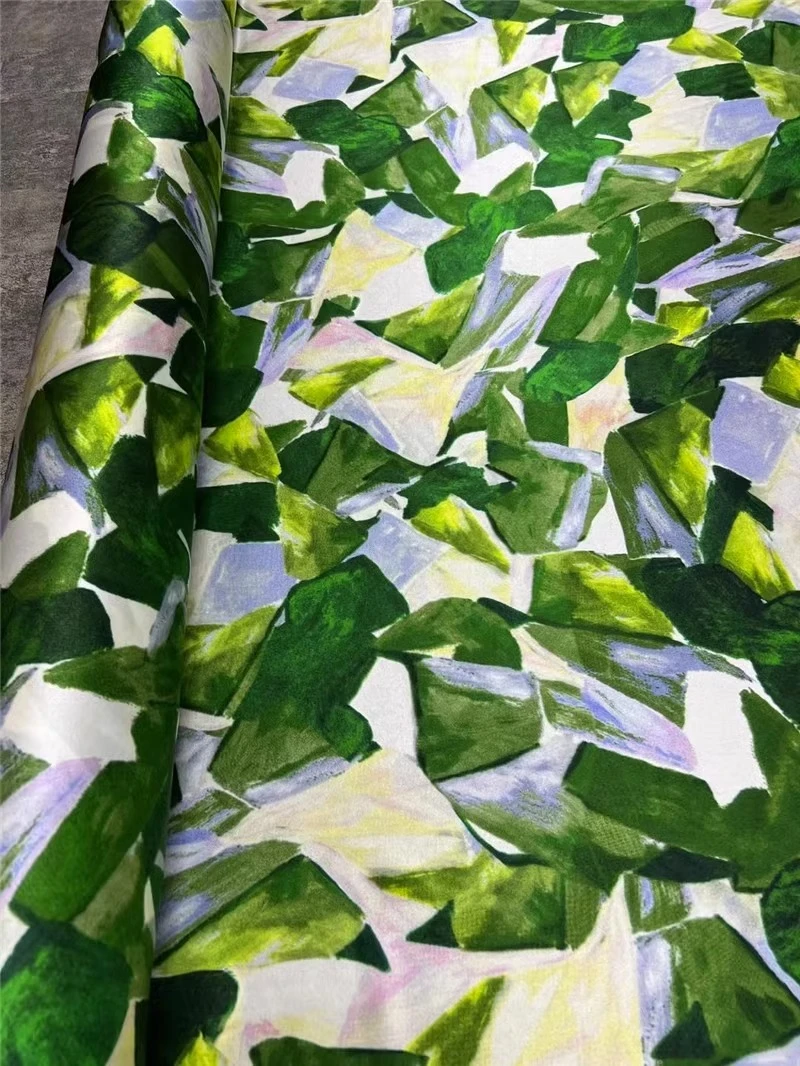 European Fashion Popular Green Stretch Silk Twill Fabric Fresh Slip Dress Luxury Designer Cloth Mulberry Sewing Textile Fabrics