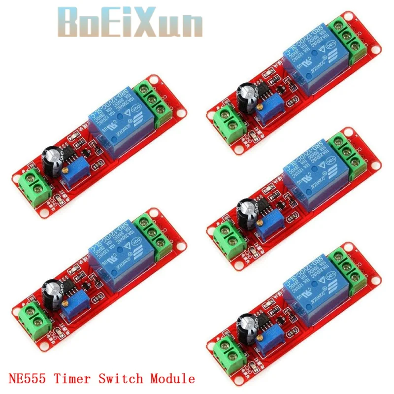 5pcs NE555 Timer Switch Adjustable Module Time Delay Relay Module DC 5V / 12V Delay Relay Shield