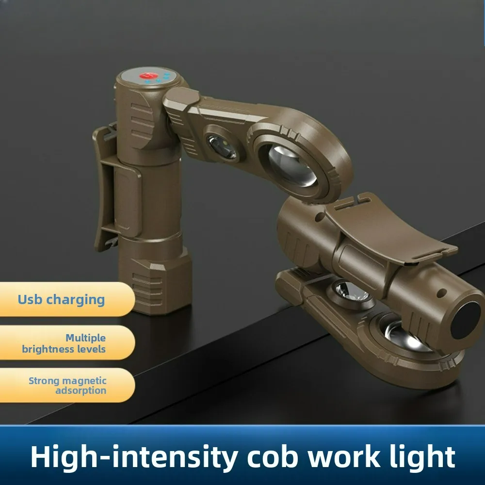 

Super Bright LED Flashlight Magnetic Rechargeable Work Light Portable Outdoor Headlamp for Auto Repair Strong Light Emergency