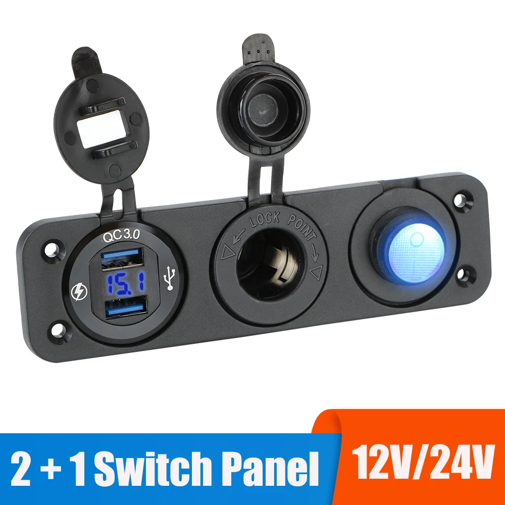 

24V 12V Switch Panel Car Light Toggle USB Chargers 3.0 Splitter Power Adapter Truck Accessories For Boat Marine Caravan Trailer