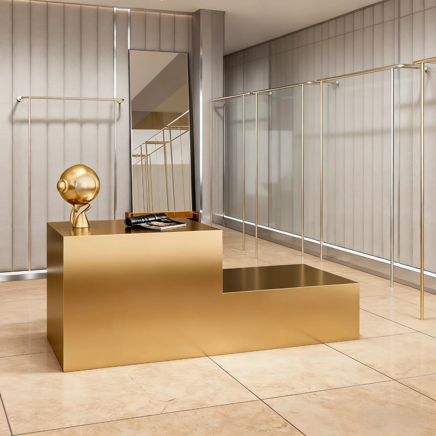 Clothing store display table Stainless steel middle water table Shoe bag flower table Men's and women's clothing store