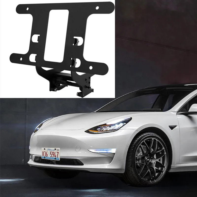 

Front License Plate Frame For Tesla Renew Model Y Renew 2025 License Plate Holder with No Drilling Mounting Kit Car Accessories
