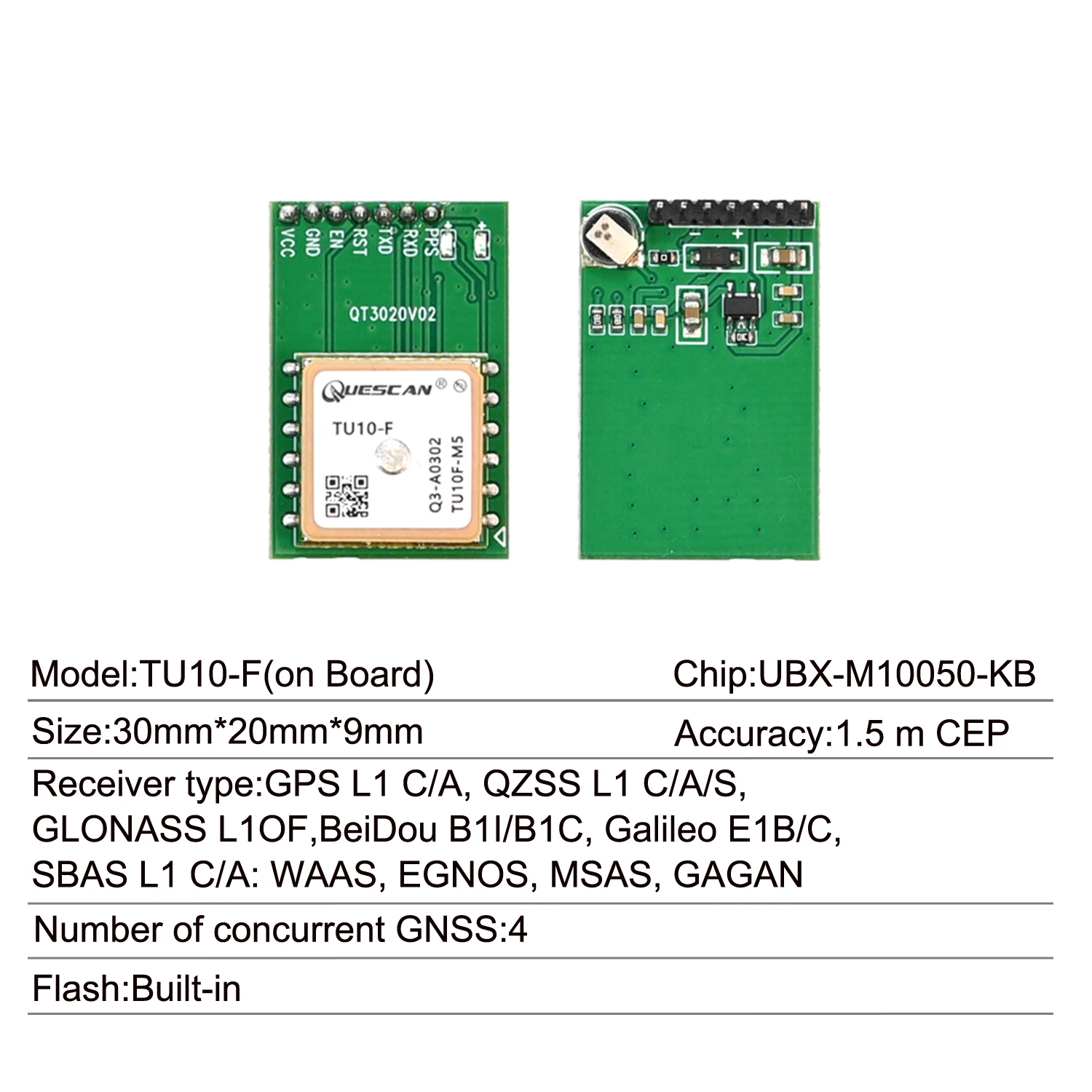 QUESCAN TU10-F GPS Module UBX-M10050-KB M10 GNSS GPS Galileo GLONASS BeiDou Module with Antenna,Replace Quectel L86 L80 LC86