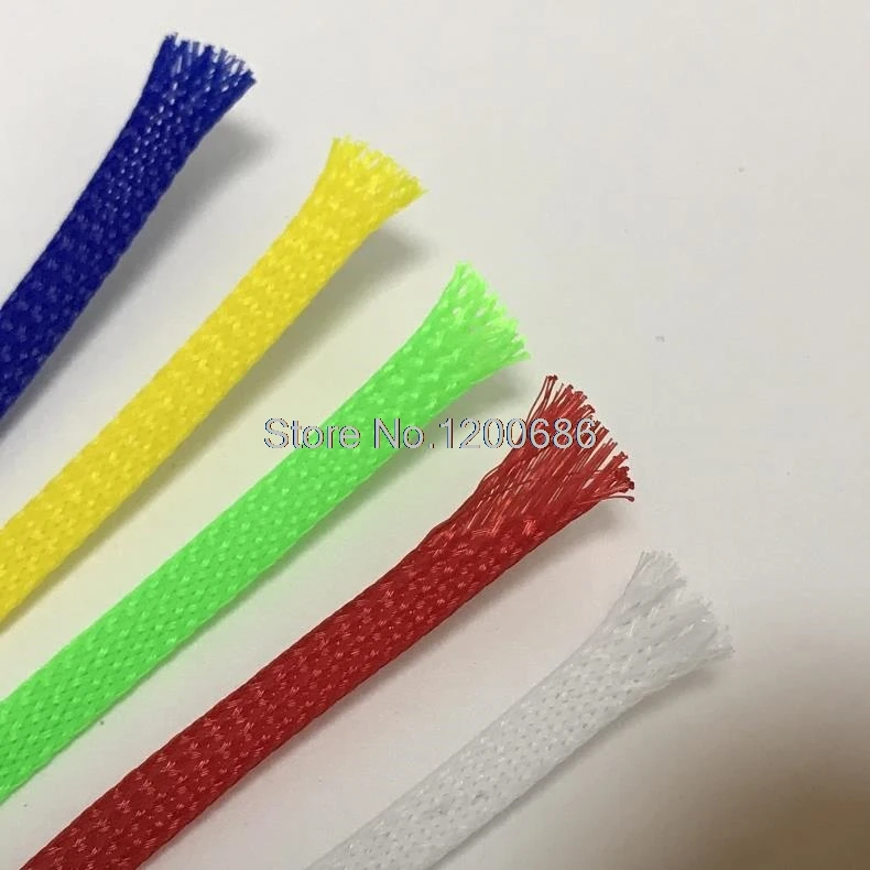 10M Colorful PET Expandable Cable Sleeve 2mm 16mm Tight Braided High Density Hardness Insulate Protect Wire Wrap Gland Sheath