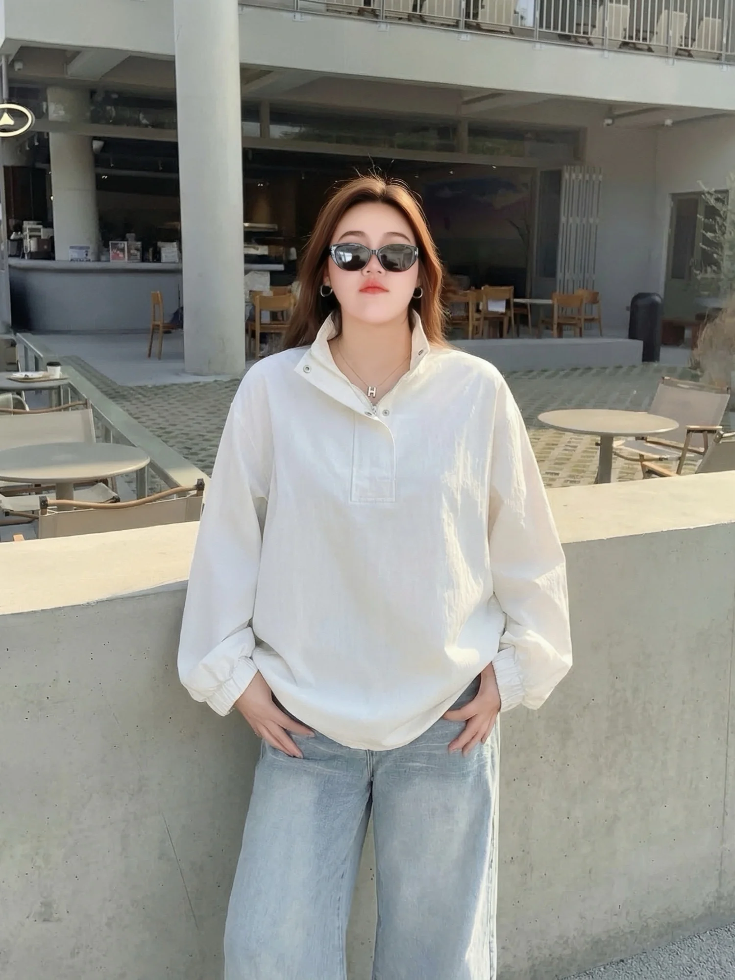 

plus Size Casual Long Sleeve Turn-down Collar Base Layer Top Fashion Slimming Spring Leisure Women's Clothing Spring 2026