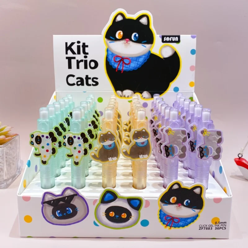 

36pcs/lot Kawaii Cat Press Gel Pen Cute 0.5mm Black Ink Neutral Pens Gift Stationery Office School Supplies