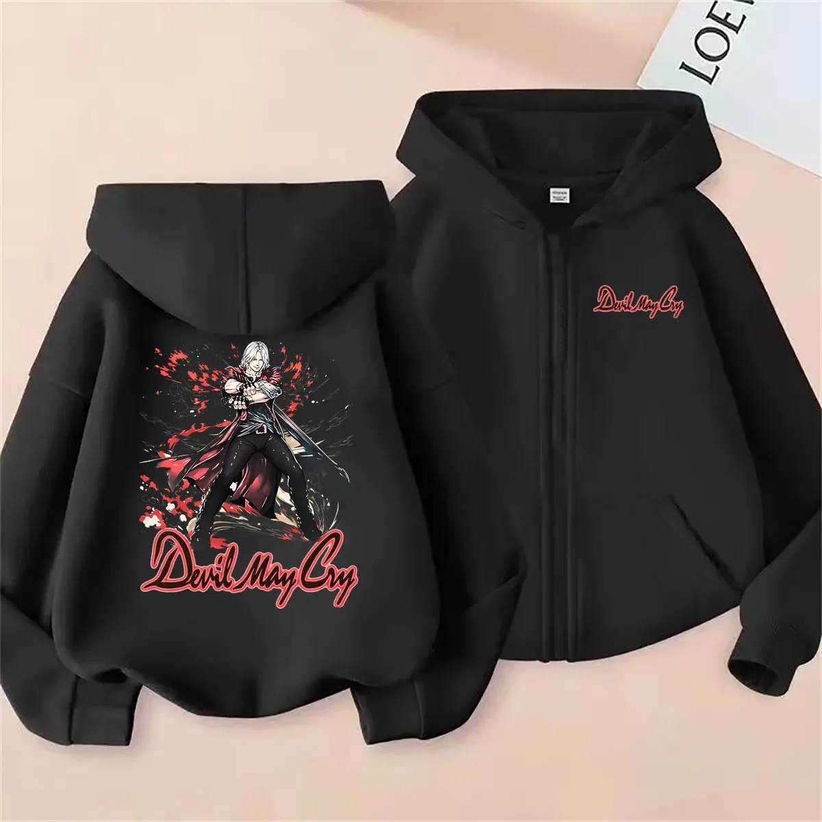 Customization Hot Sale Game Devil May Cry Dante Zipper Hoodie Men Women Fashion Vintage Oversized Streetwear Male Casual Zip Up