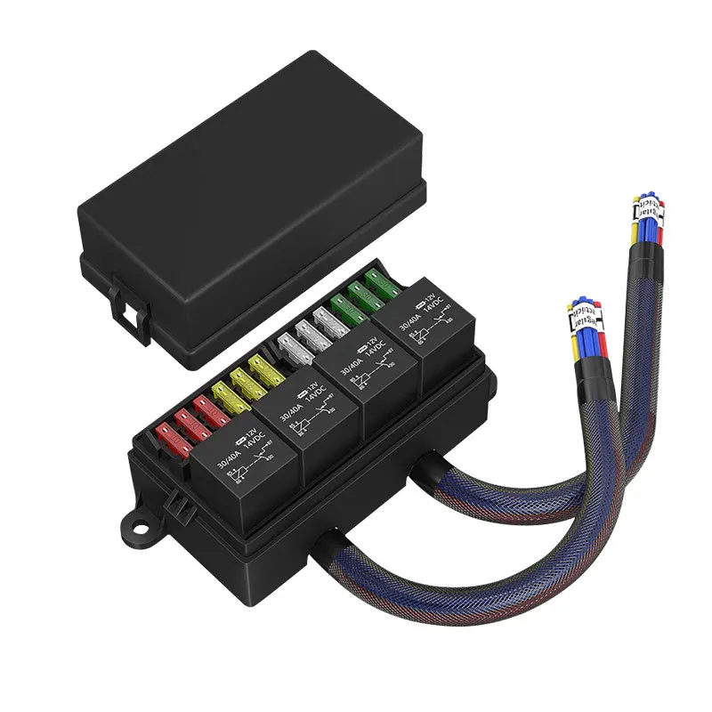 12V 24V Relay Box 2 4 6 Way Relay Fuse Box 12 AWG Pre-wired Waterproof Relay Box 6 Slot ATC/ATO Fuse Relay Block for Car Marine
